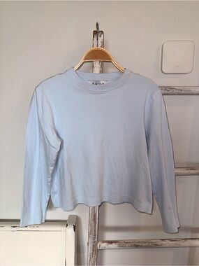 NU-IN Blue Crewneck Long Sleeve Long Crop Size Medium Pre Owned EUC 100% Cotton